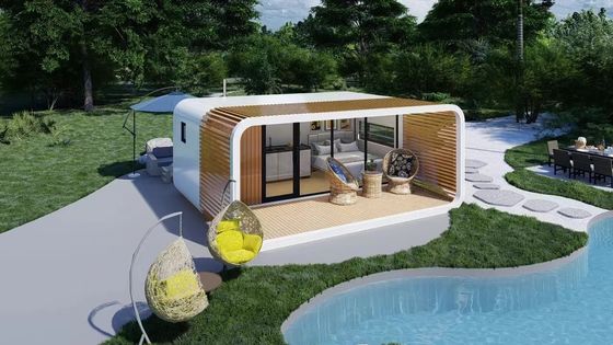 Apple Cottage Glass House Prefabricated Bungalow with Cut Board Wall and Aluminium Plate