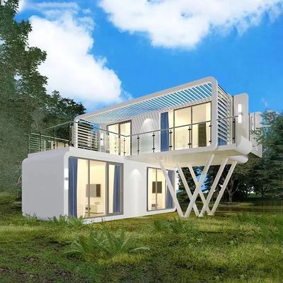 Glass House Living Space Prefabricated Bungalow Customized Color