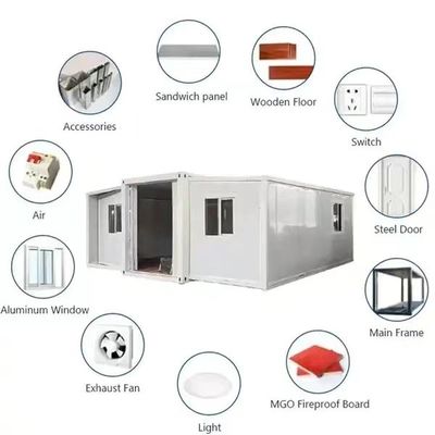 Foldable Double-winged Container House with MGO Board Floor and Online Technical Support