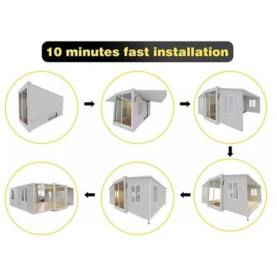 Expandable Prefab Container Home with Double Wing Folding Room and MGO Board Floor